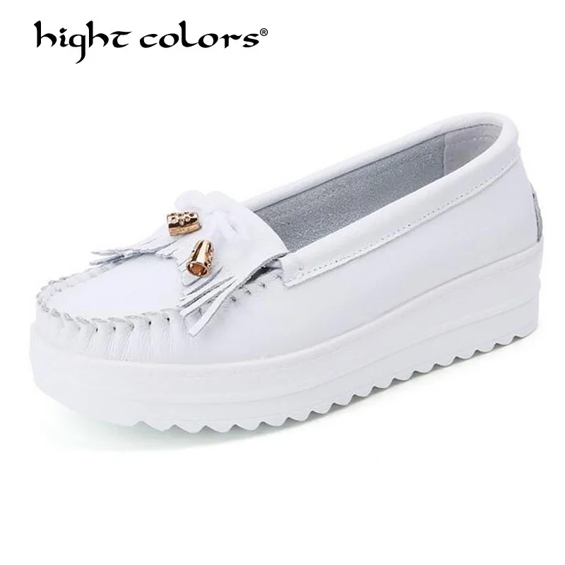 31~43 Big Size 2019 Spring/Autumn white and blue Pumps High Heels wedges shoes for women genuine leather ladies Ta-7701 | Обувь