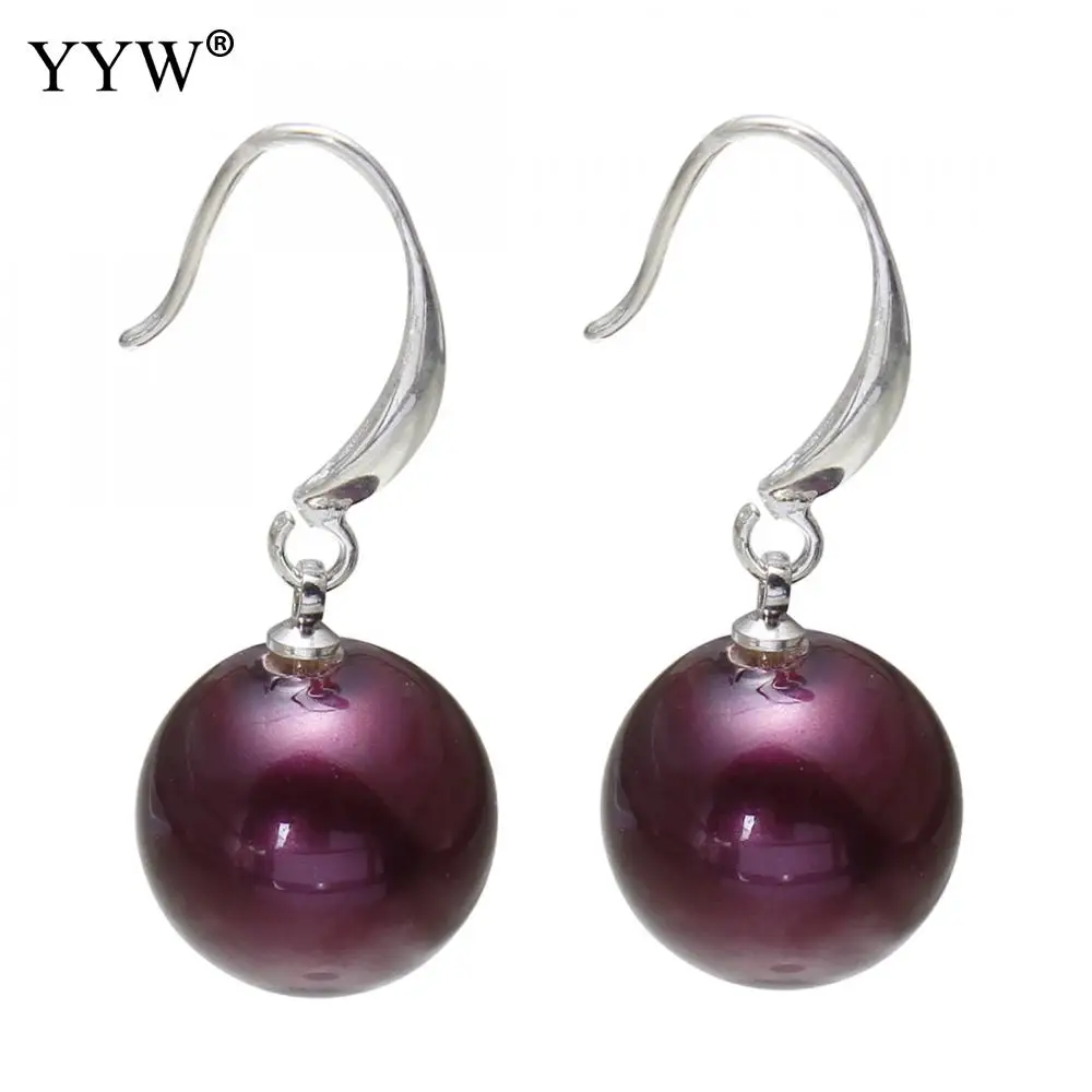 

South Sea Shell Drop Earring with Brass for woman purple Sold By Pair 14x34mm