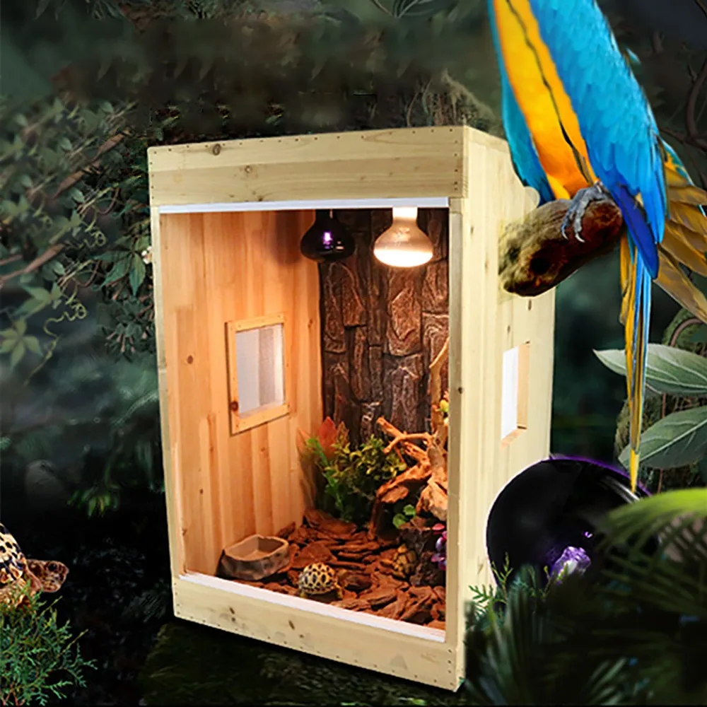 Рептилия Высокая деревянная коробка Vivarium Gecko Ящерица Хамелеон змея тарантула