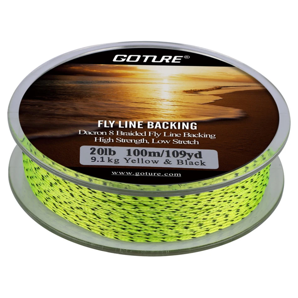 Goture, 100 м, 8 нитей, мухоловка, 20 фунтов, высокопрочная, низкая Растяжка, леска из лавсана, плетеная леска