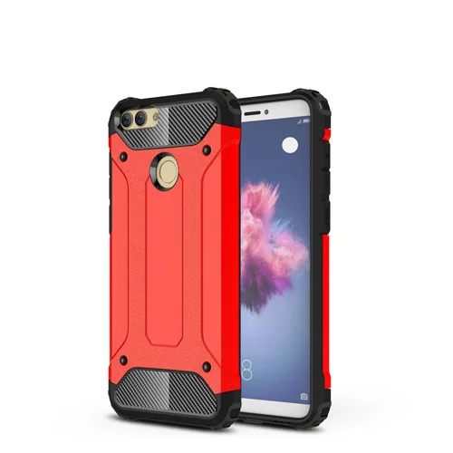 Красный Для huawei P Smart чехол fundas жесткий прочный Чехол для P Smart/Enjoy 7S coque гибридный защитный чехол для телефона двойная защита - Цвет: Красный