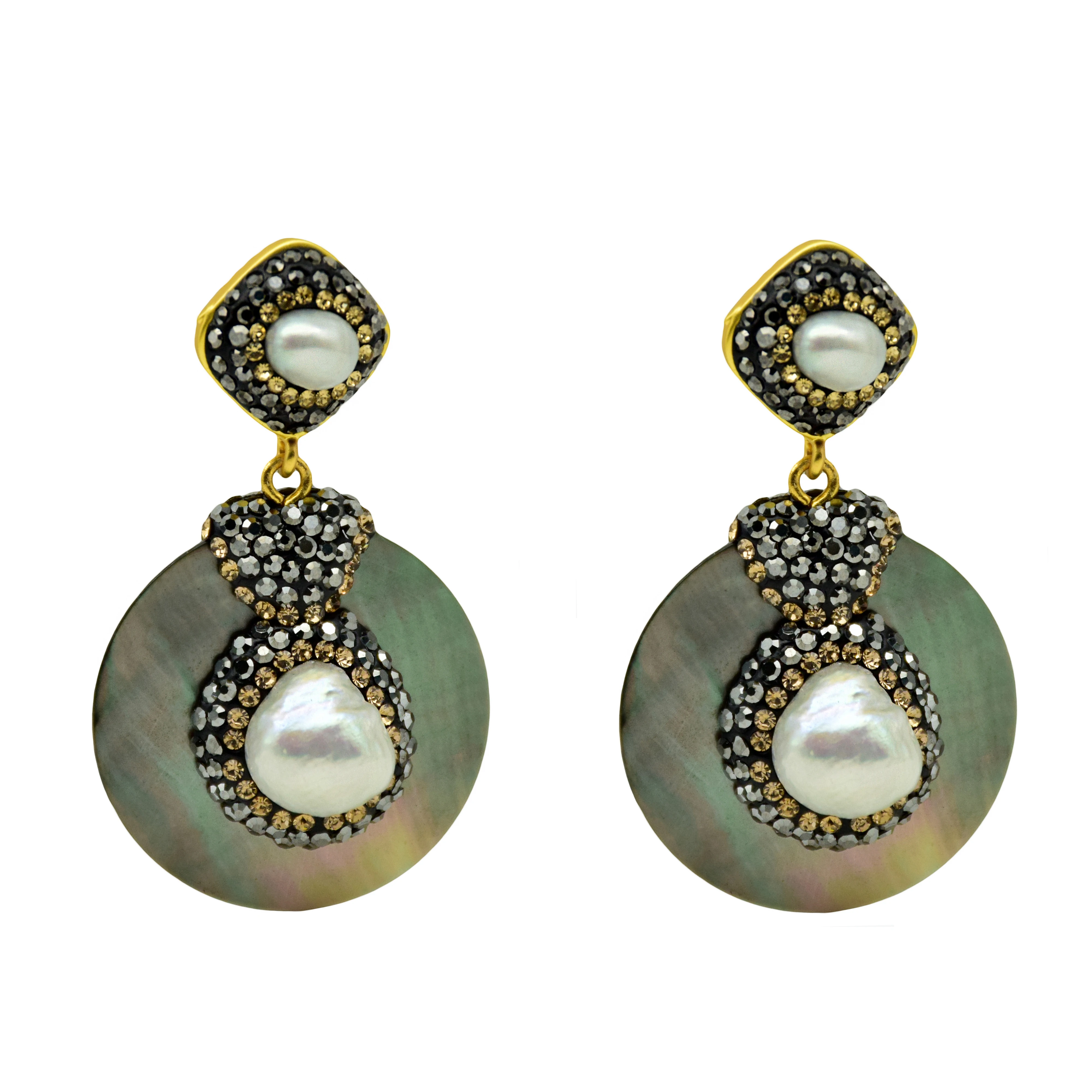 

Natural pearl earrings for women vintage shell jewelry 2019 fashion round shape hand made ear studs