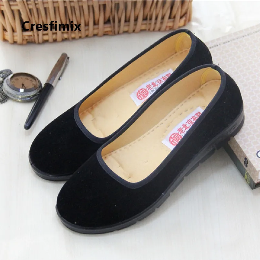 

Cresfimix femmes appartements women fashion comfortable black slip on dance shoes lady cute sweet shoes retro flat shoes c2593