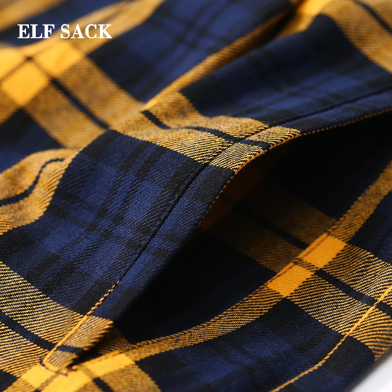ELFSACK/осенние новые женские штаны Повседневные вязаные Широкие хлопковые