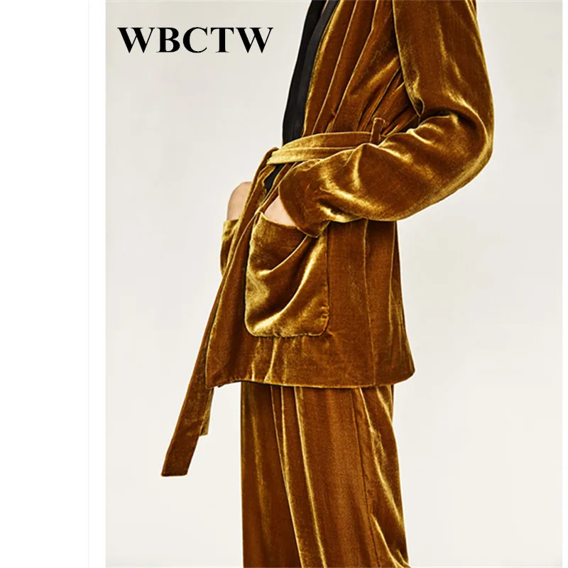 WBCTW бархатные комплекты одежды Твердые модные с длинными рукавами глубокий зима