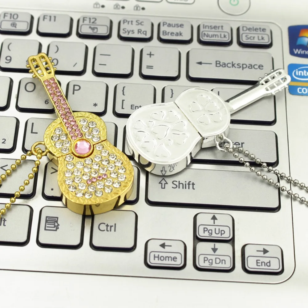 Флеш-накопитель Usb флеш-накопитель на 32 ГБ 16 8 4 Гб со стразами ожерелье гитарная