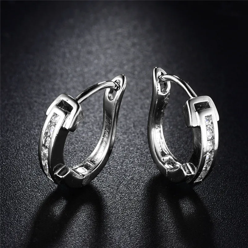 BUDONG Fashion Hoop Earrings for Women Infinity Silver/Gold Color Pave CZ Zirconia Casual Wedding Jewelry XUE141 | Украшения и