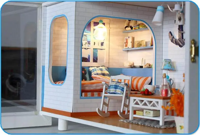 Миниатюрный Приморский дом модель домашнего декора деревянный кукольный домик