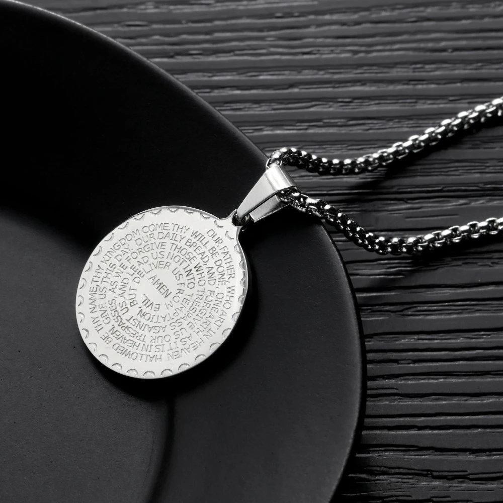 Retro Christian Prayer Hands Scripture White&ampGolden&ampBlack Color Pendant Necklaces For Women Men Gift GX1456 | Украшения и