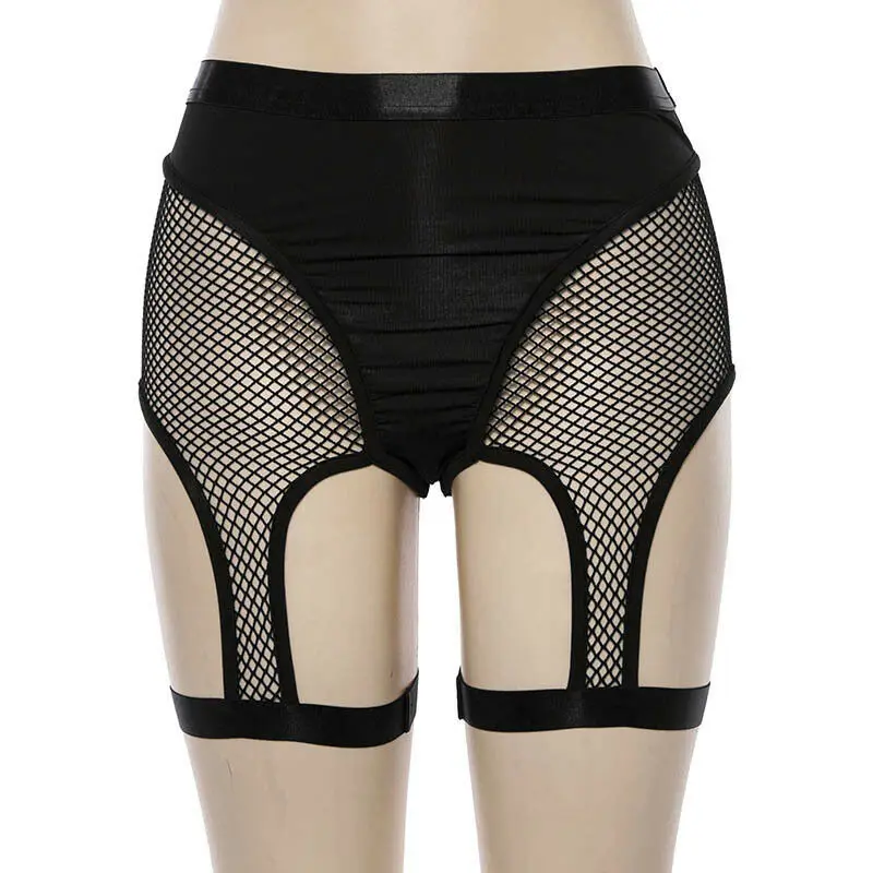 Women's Elastic Fishnet Waisted Booty Shorts See Through Triangle Brief Sheer Mesh Legging Pant Bottom Cover | Женская одежда
