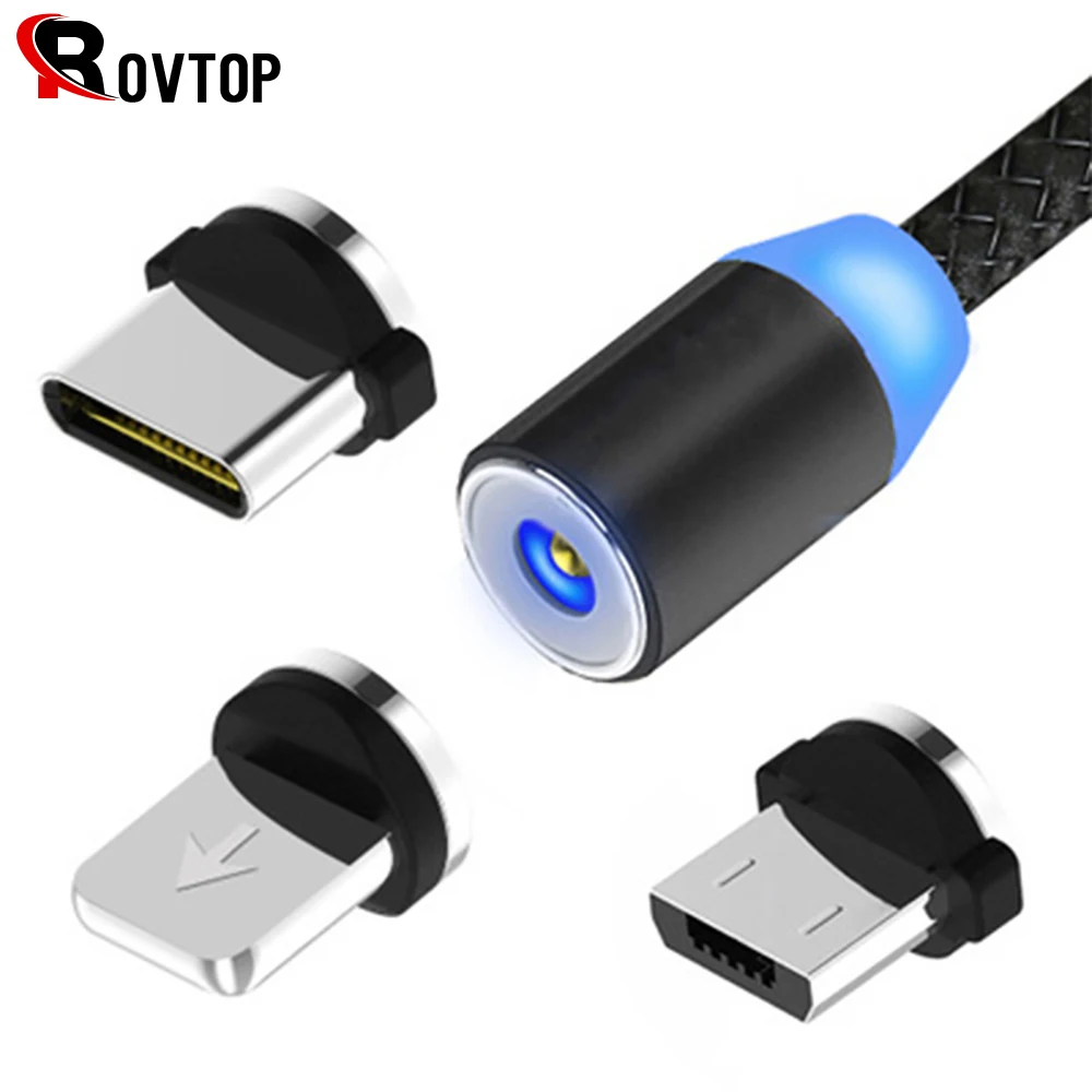 Rovtop Магнитный Micro USB кабель 1 м зарядный магнит зарядное устройство адаптер Type C