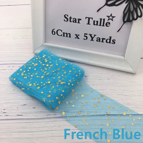 French Blue 6 см 5 ярдов ЗВЕЗДА Тюль конфетти блесток Лента мягкая сетка тюль рулон выпечки торт Топпер DIY ремесла принадлежности для шитья товары - Цвет: French Blue