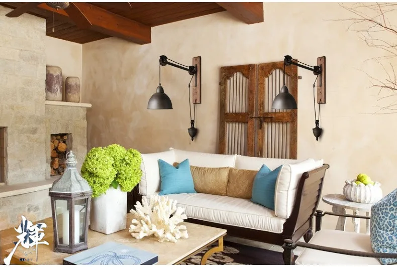 Американская винтажная железная потолочная промышленная настенная лампа