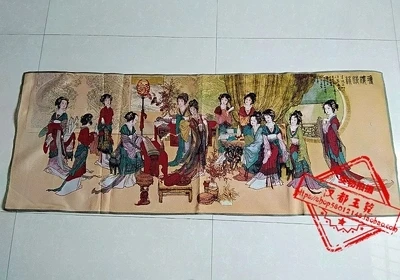 Антикварные Двенадцать красавиц вышитые двенадцать золотых цепей|Статуэтки и