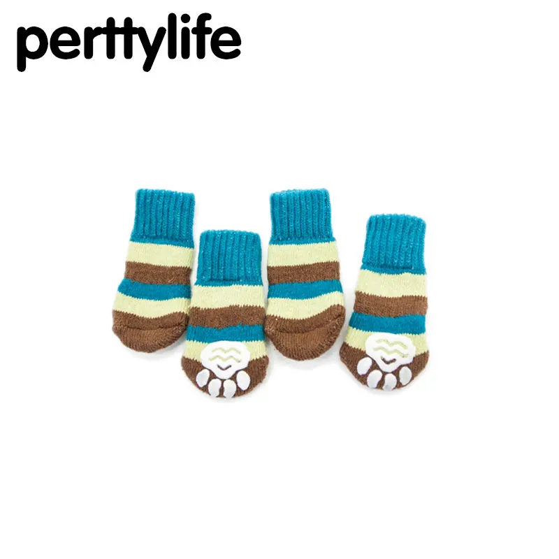 PERTTYLIFE осень зима хлопковые полосатые носки для питомцев махровые с двумя щенков