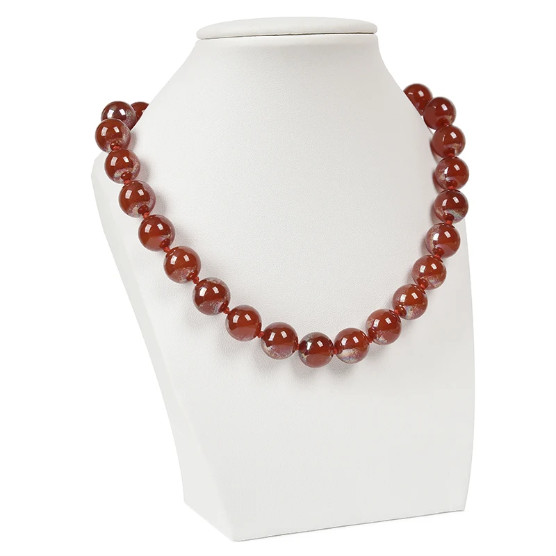 

Red carnelian Beads Necklace 10mm beads hand knotted 18 inch long Fashion Necklace