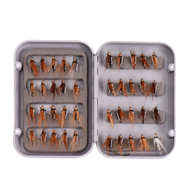 Plastic Box bionic fly hooks vivid image on fish attraction strong 4 colors optional Carbon steel outdoor fishing bait | Спорт и