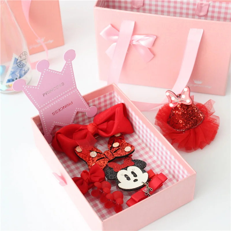 Minnie mouse series 10 шт. Детский милый набор аксессуаров для волос Младенец, ткань Бант Цветок Минни шпильки мыши заколки для волос головной убор подарок - Цвет: Minnie mouse series