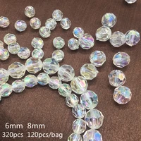 acrylic transparent ab rainbow section beads bride hair diy beads for jewelry making handmade crafts accessories 6 8mm