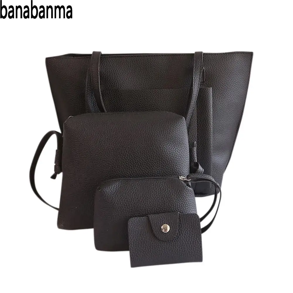 Banabanma 4 шт./компл. простая сумка Повседневная однотонная набор женских сумок для