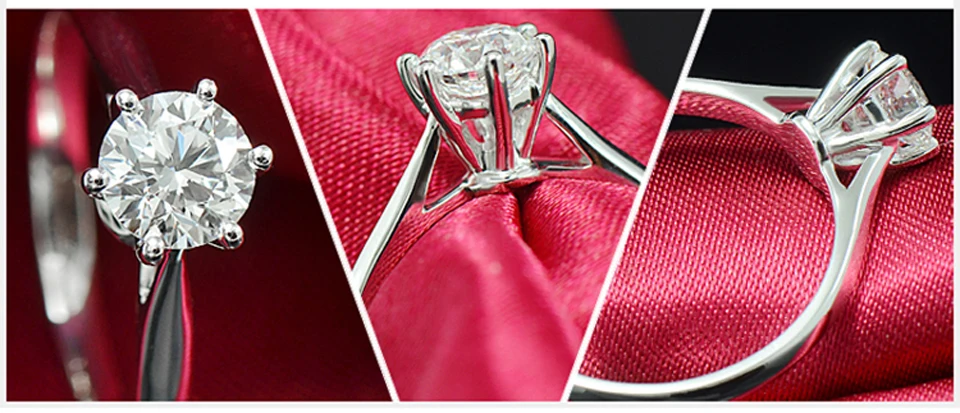 Роскошный классический брендовый дизайн один карат против D color Forever One Moissanite Помолвочные кольца с бриллиантом для женщин 18 K Au750 белое золото