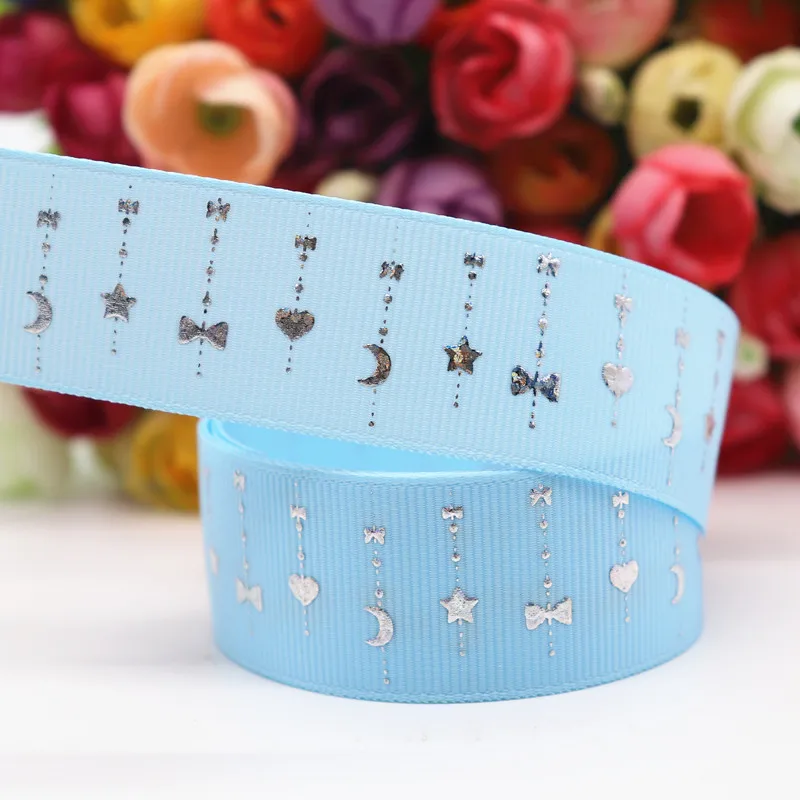 Лента с серебристой фольгой 10 ярдов Блестящая лента принтом 1 дюйм 25 мм для бантов