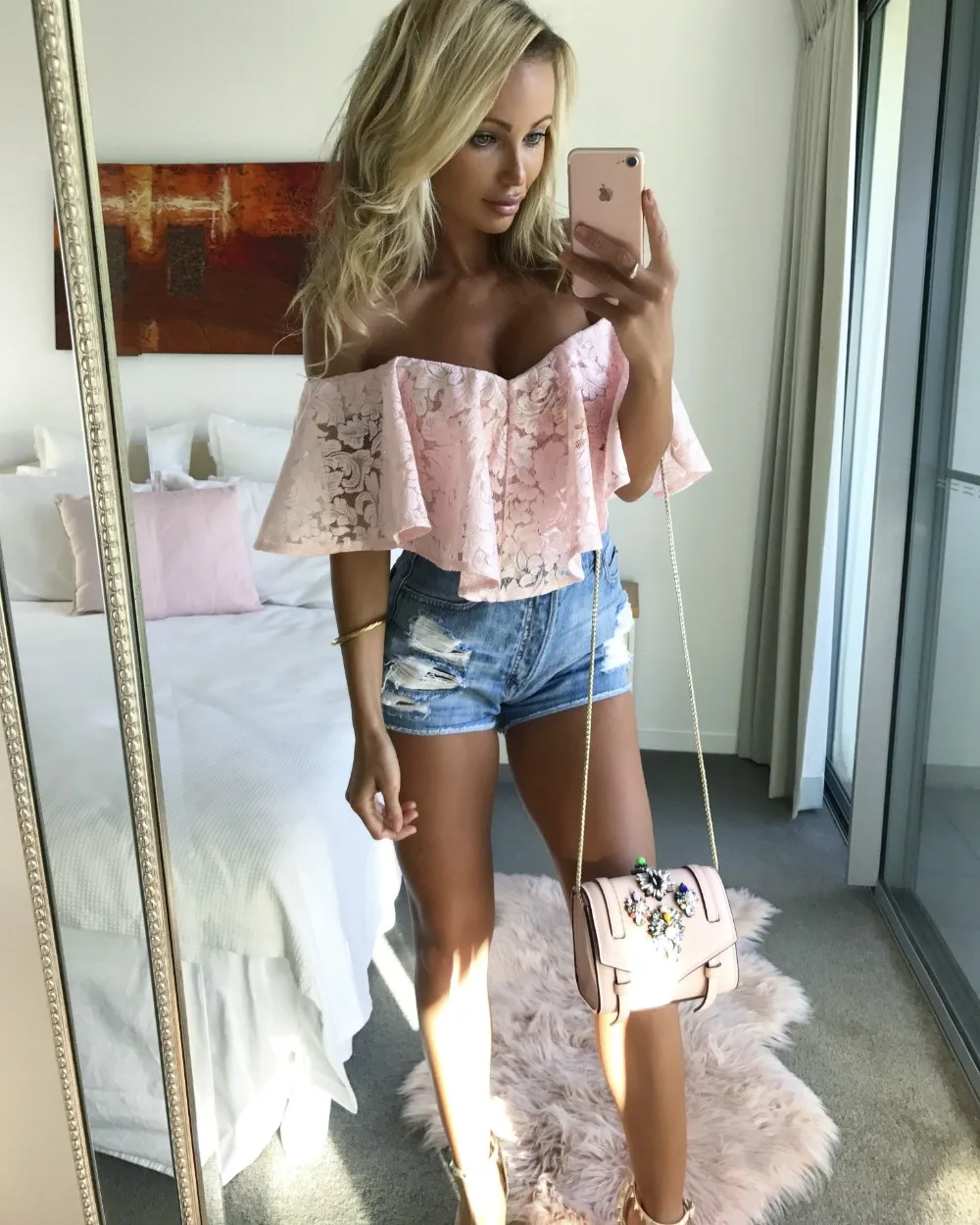 Черное Кружевное облегающее боди 2018 летнее с оборками на одно плечо женское