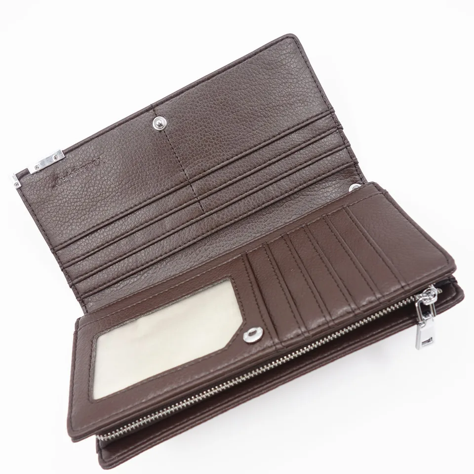 Мужской кожаный кошелек с блокировкой RFID длинный тонкий из натуральной кожи