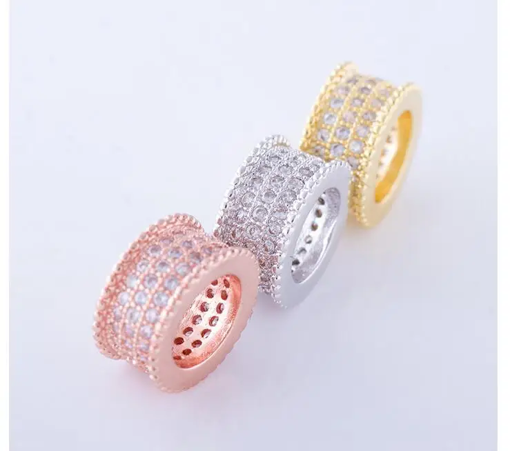 

one piece popular diy copper cylinders micro pave CZ mix color bracelet beads jewelry findings mp049