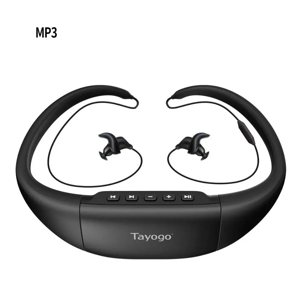 Tayogo Водонепроницаемый IPX8 MP3 музыкальный плеер Bluetooth Наушники Спортивные Беспроводные плавательные mp3 с FM bluetooth шагомер для плавания - Цвет: Black only mp3