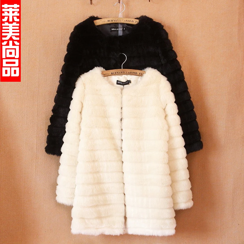

Fur coat outerwear faux fur overcoat medium-long female