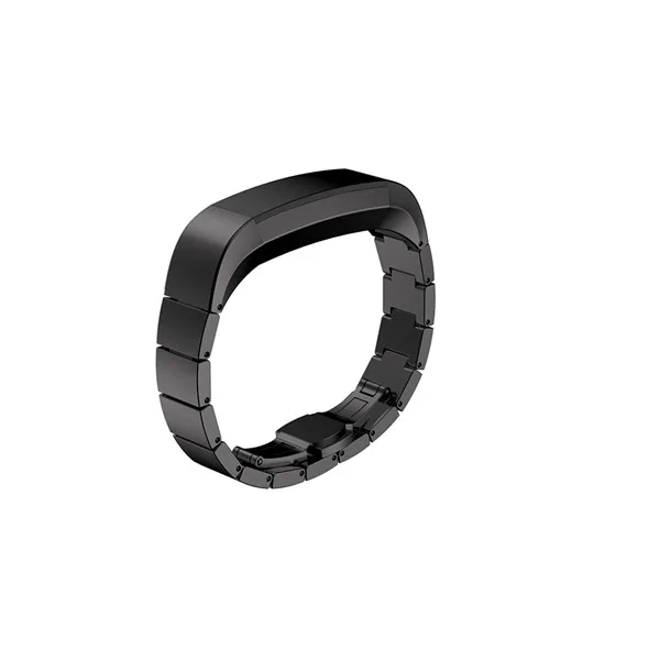 Черный 7 цветов металлический ремешок из нержавеющей стали для Fitbit Alta HR ремешок ритм сердце умный браслет из бисера Высокое качество часы ремешок - Цвет: Черный