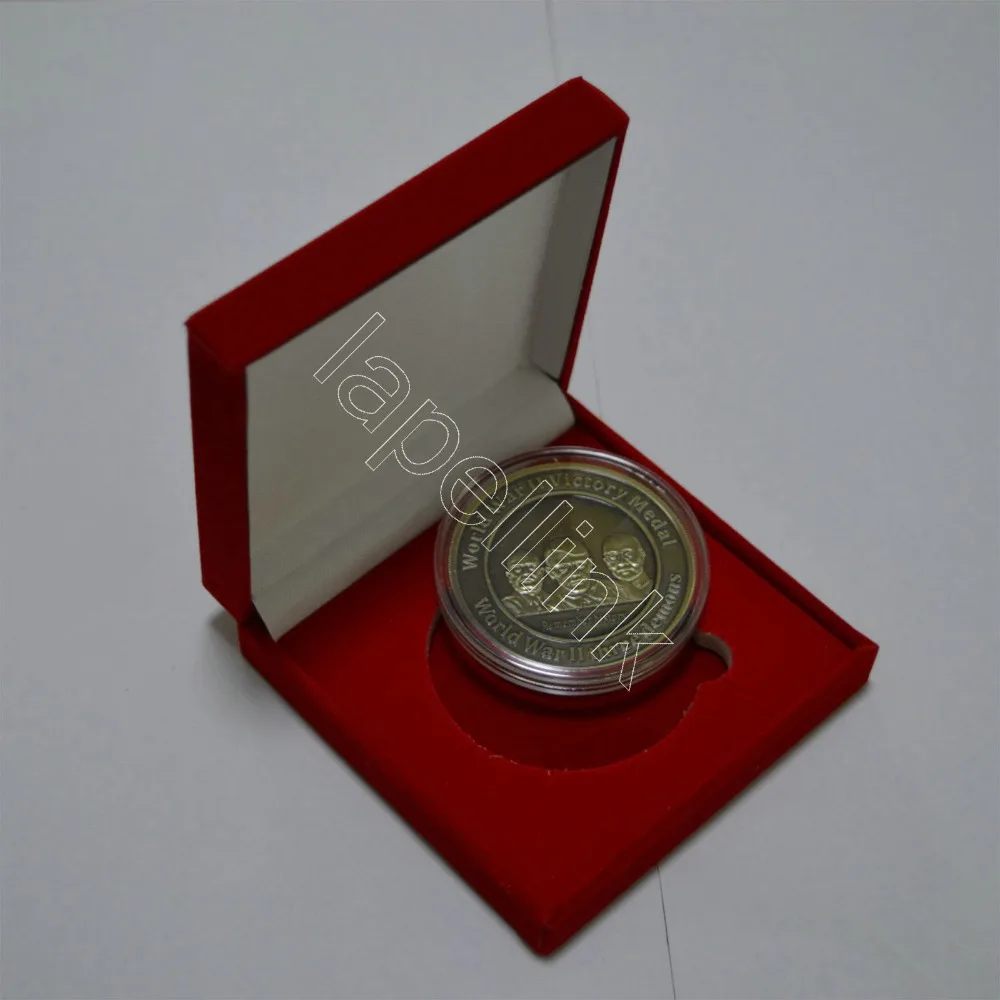 50 мм Античная бронзовая монета Купер Вторая мировая война памятная с красными