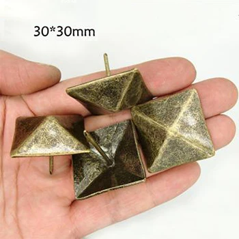 30X30mm 10 шт./лот, антикварная бронзовая обивка для ногтей, квадратная Шпилька, фурнитура для дверных ногтей, коробка для украшений, диванная декоративная шпилька - Цвет: 30X30mm