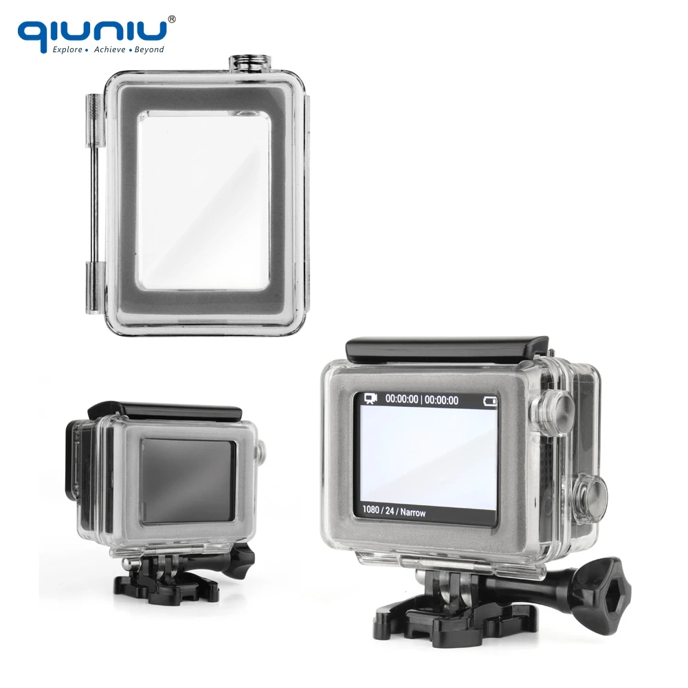 QIUNIU для GoPro Hero 4 3 + чехол в 1 задней двери BacPac Стандартный Скелет сенсорный Набор