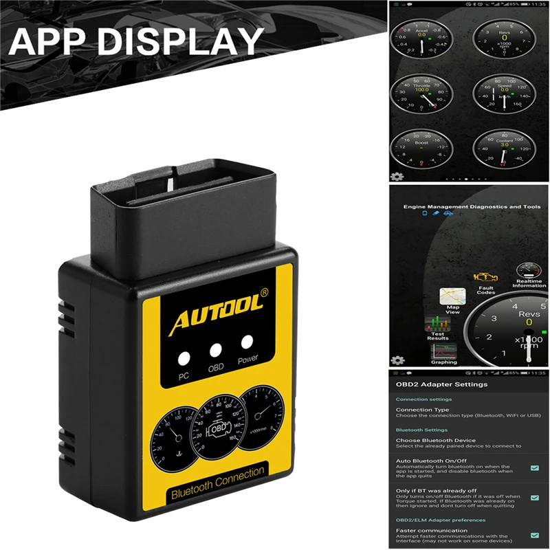 AUTOOL Super mini ELM327 v2.1 V1.5 с PIC18F25K80 чип для считывания кодов сканирующий инструмент Bluetooth