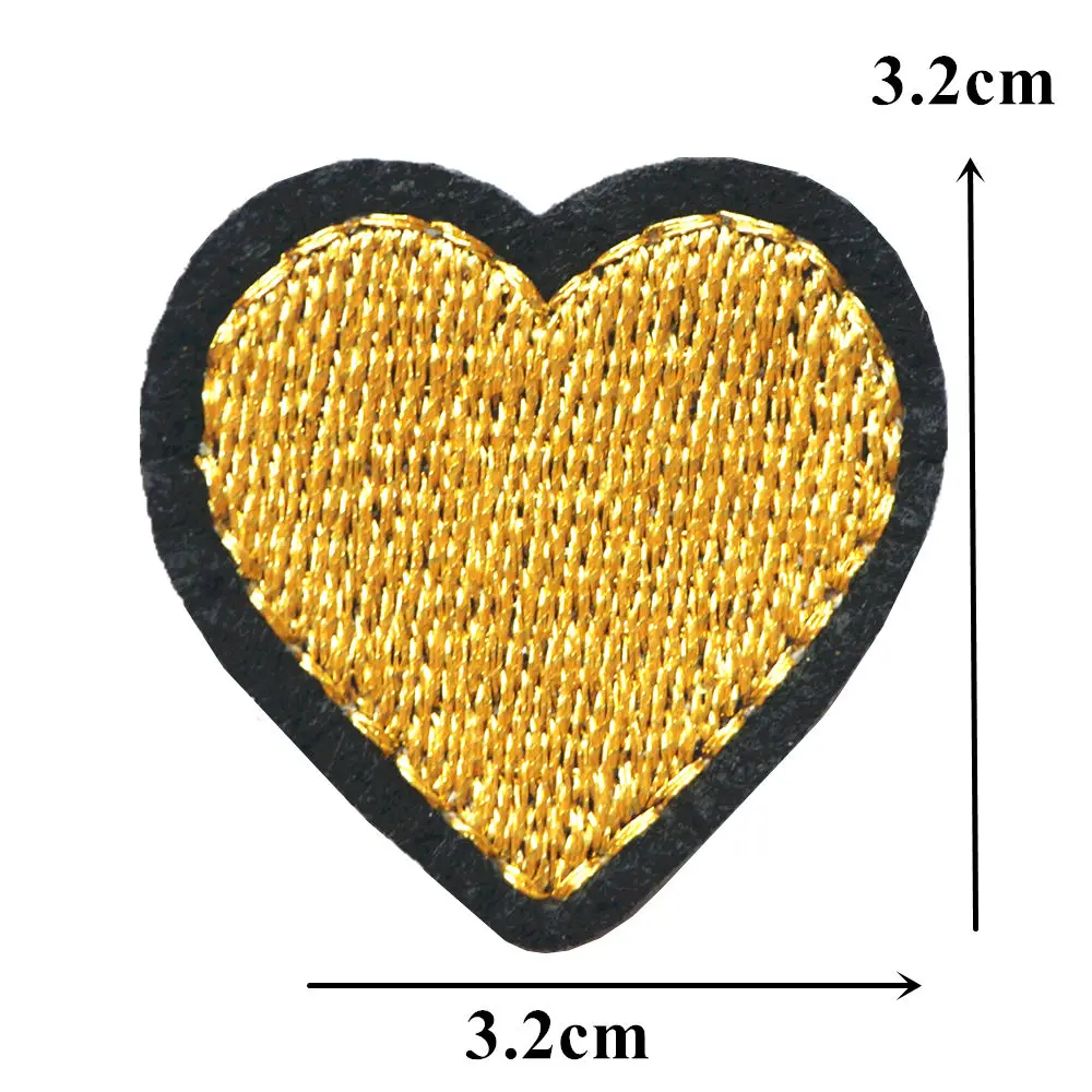 10PCS Red Hearts Silver Gold Fabric Embroidery Sew Iron On Patches Badges For Clothes DIY Appliques Craft Decoration Sticker images - 6