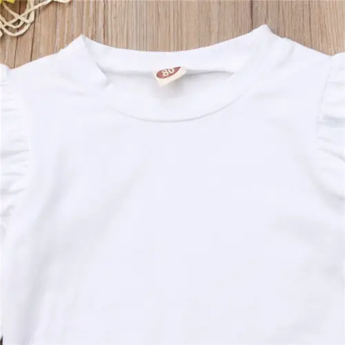 Комплект одежды для маленьких девочек из 2 предметов футболка белые топы штаны с