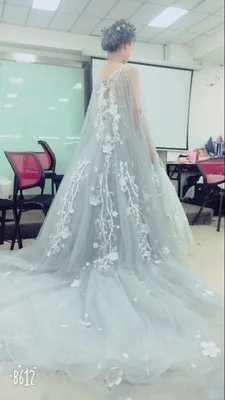 CloverBridal зимний романтический свадебный букет серые Выпускные платья Замочная скважина сзади со съемным 3 м шаль на плечи пряжа