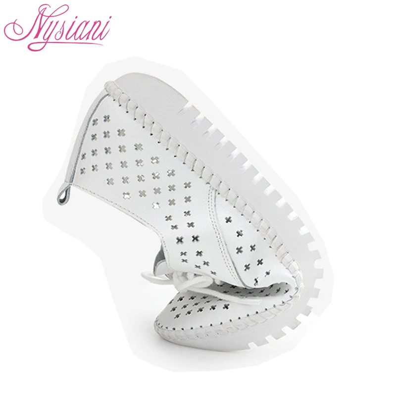 Nysiani/дышащая кожаная обувь для женщин летняя модная повседневная с вырезами без