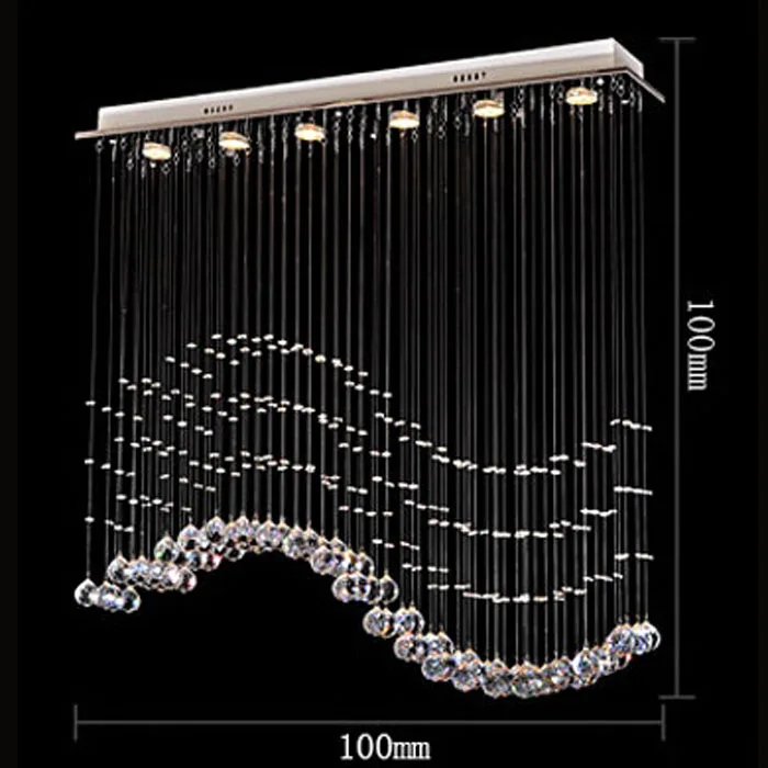 Светодиодная прямоугольная лампа для ресторана люстра с тремя кристаллами