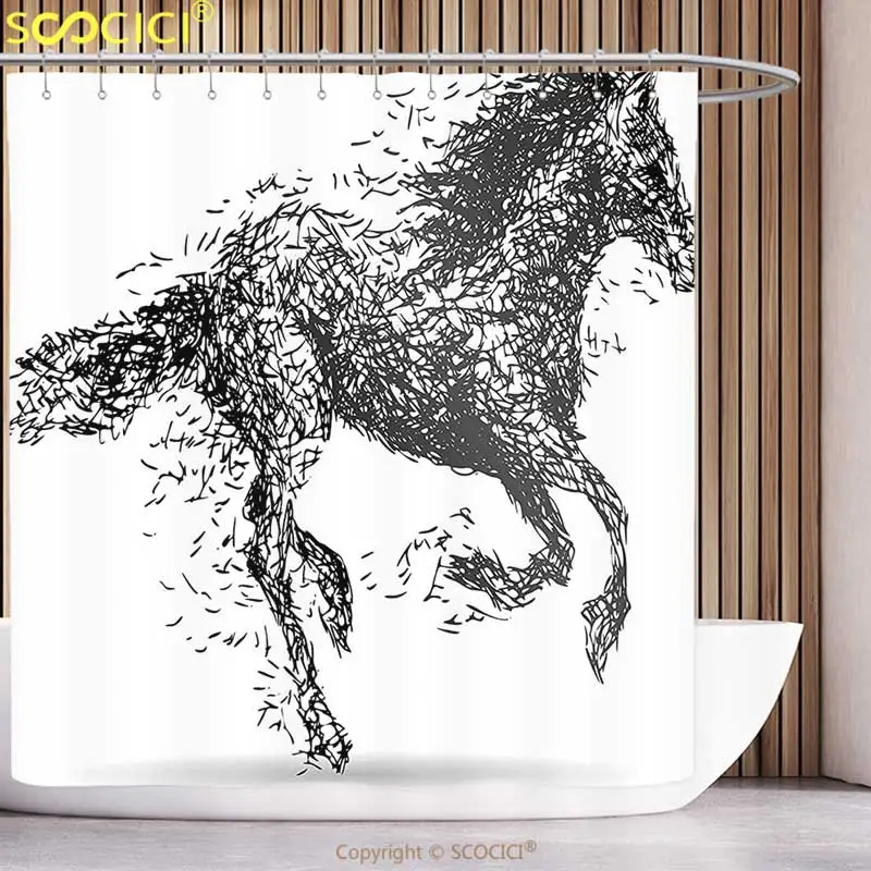 Занавеска для душа с рисунком в виде животных черно белая|shower curtain modern|shower curtainshower