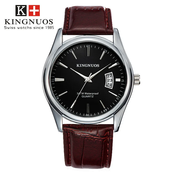 Brown and Black Zegarki meskie kingnuos военные мужские кварцевые часы бренд двойной календарь часы из нержавеющей стали наручные часы relogio masculino saat - Цвет: Brown and Black