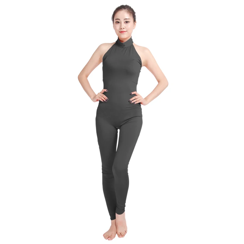 Dark Gray Ensnovo женские балетные костюмы Yogo Dance Unitard без рукавов женские s трико лайкра нейлон одежда из спандекса для танцев черный костюм гимнастика трико - Цвет: Dark Gray