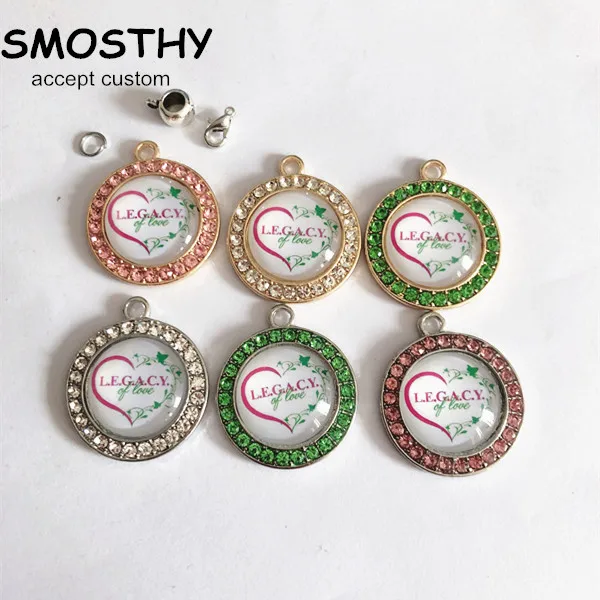 AKA сердце legacy Розовый Зеленый bling Подвеска Шарм OPC227 Альфа любовь Плющ ручной работы DIY горный хрусталь ювелирные аксессуары 10 шт./лот