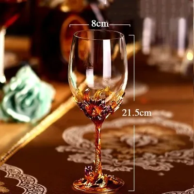 Gold Винтажные ирисы, ручная роспись, эмаль, стеклянная чашка, кристалл, бокал Красного вина, бокал для свадьбы, тостов, бокал для шампанского, es декор, роскошные подарки - Цвет: Gold