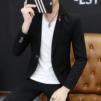 fashion mens blazers jacket korean style boys slim fit one button top coat short jackets lapel b67