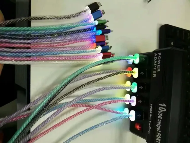 Светодиодный usb-кабель для зарядки и зарядки с подсветкой, кабель micro usb Micro USB/8 контактный кабель для зарядки для зарядка для айфона 5 X Xr 5s iPhone X samsung S4 S6 S7 xiaomi huawei зарядный провод