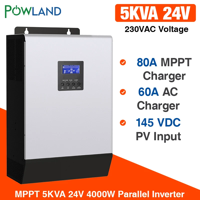 Солнечный инвертор 4000 Вт 5Kva 80A MPPT параллельный Инвертор 24 В 220 немодулированного