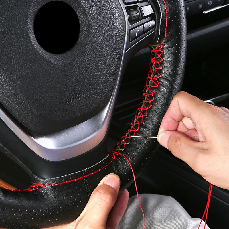 Автомобильные чехол На Руль DIY из натуральной кожи оплетка на руль автомобиля с